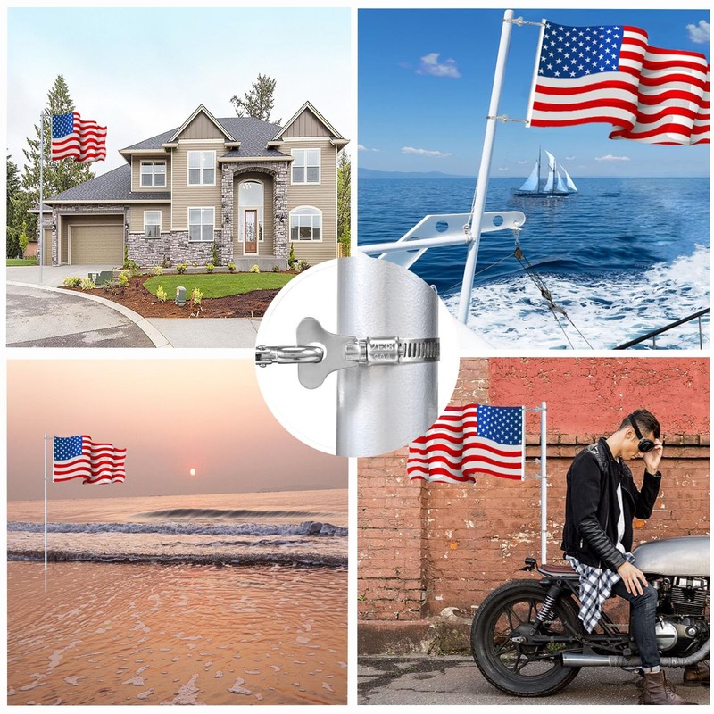 2-piece flagpole ring, stainless steel adjustable ring MAX, silver gallery