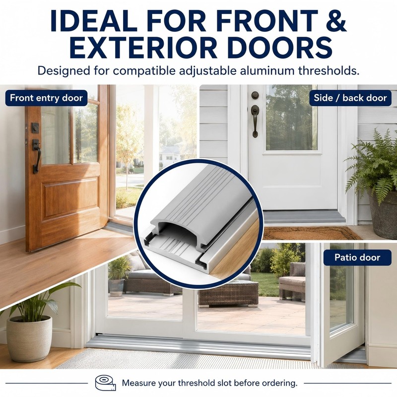 2-Pack Gray Vinyl Threshold Replacement Insert - 36 Inch Flexible Door Bottom... gallery