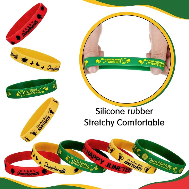 60 Pcs Juneteenth Rubber Bracelets Black History Month Party Favors Juneteenth P gallery