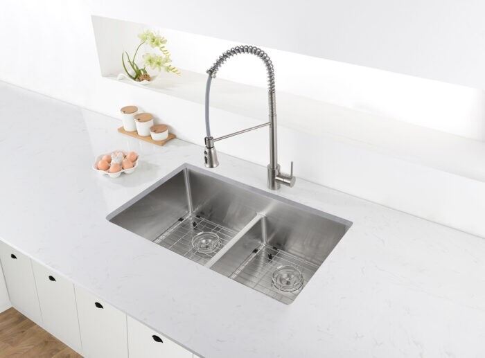 Ruvati 33" Undermount 60/40 Double Bowl 16Gauge SS Kitchen Sink- RVH7419 gallery