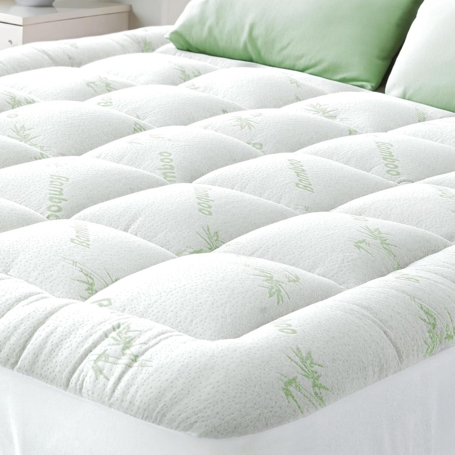 Mattress Topper Viscose Bamboo Pillow Top Mattress Pad Naturally Cooling Green gallery