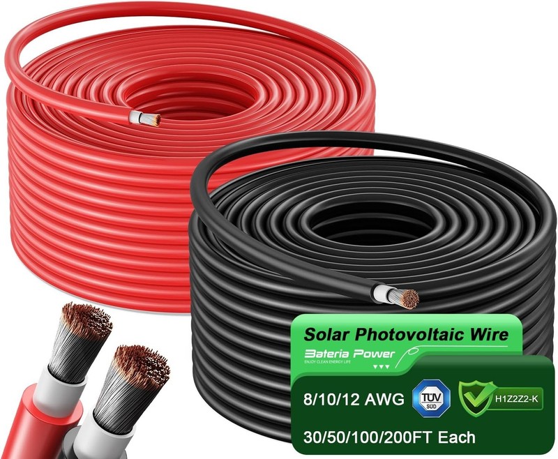 100ft Solar Panel Extension Cable 10AWG 6mm² Tinned Copper PV Cable Solar Wire gallery