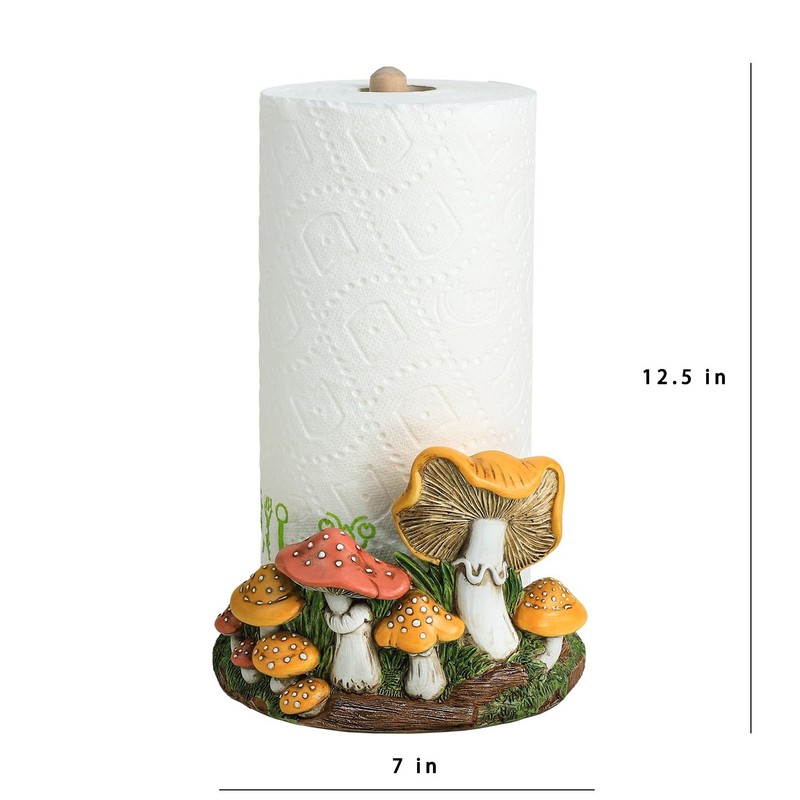 Bicuzat Cute Retro Mushroom Pattern Paper Towel Holder Stand, Resin Crafts Displ gallery