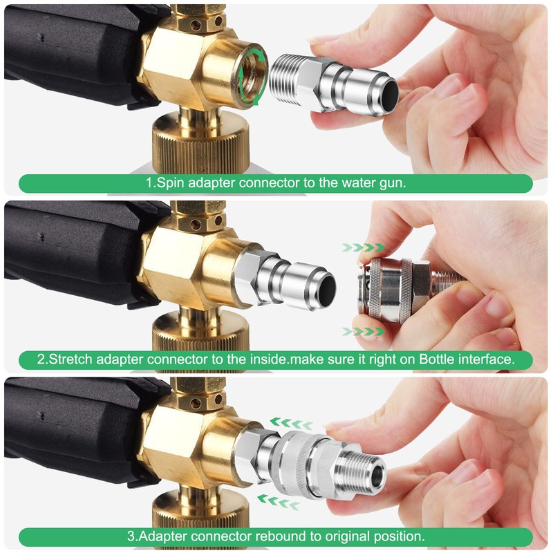 3/8inch Thread Fitting Pressure Washer Quick Connect Stainless Steel Adapter Set gallery