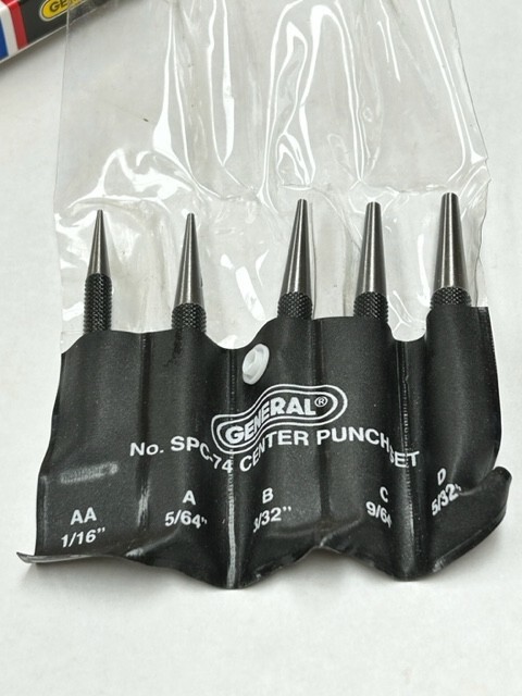 GENERAL TOOLS 5 PIECE CENTER PUNCH SET IN CASE SPC74 1/16 5/64 3/32 9/64 5/32 gallery