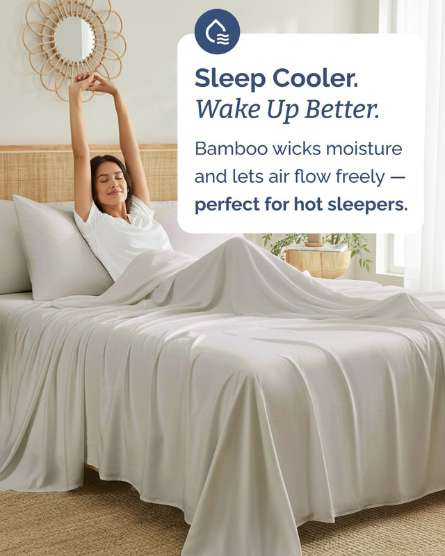 Cooling Split King Bed Sheets - 100% Bamboo Rayon - Ultra Soft Luxury Set gallery