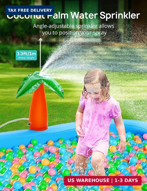 Kiddie Pool with Slide Inflatable Play Center Wading Lounge Kids Pool, Coconut P gallery