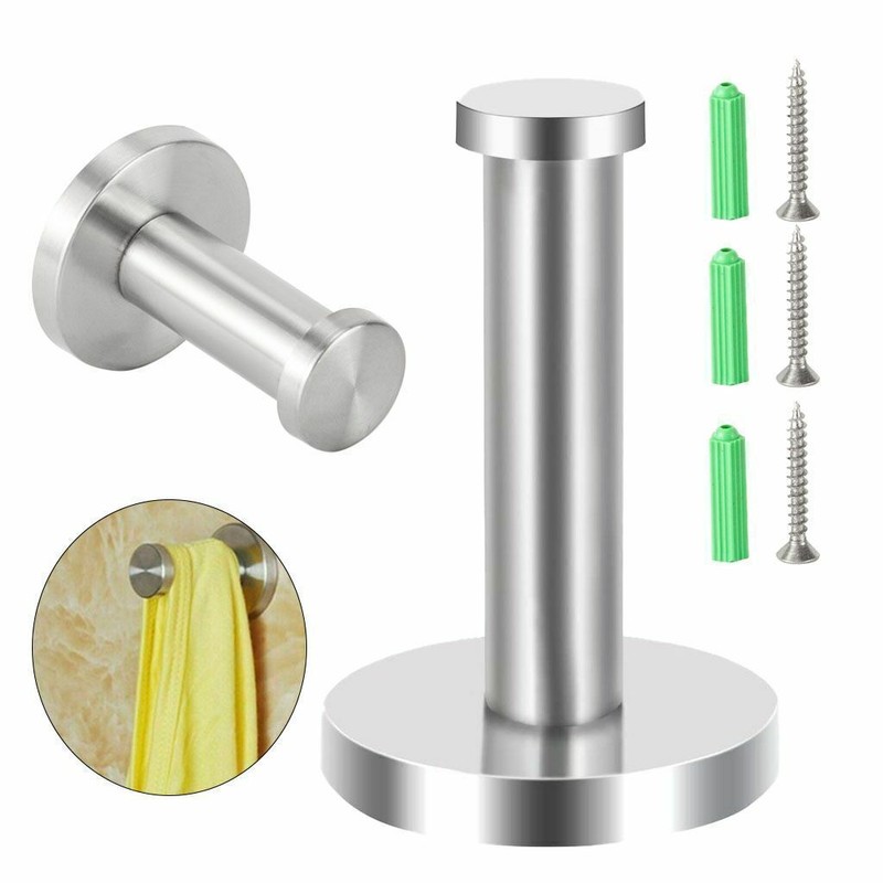1/4pcs Brushed Stainless Steel Wall Hooks Wall Mount Coat Towel Hanger Bathroom gallery