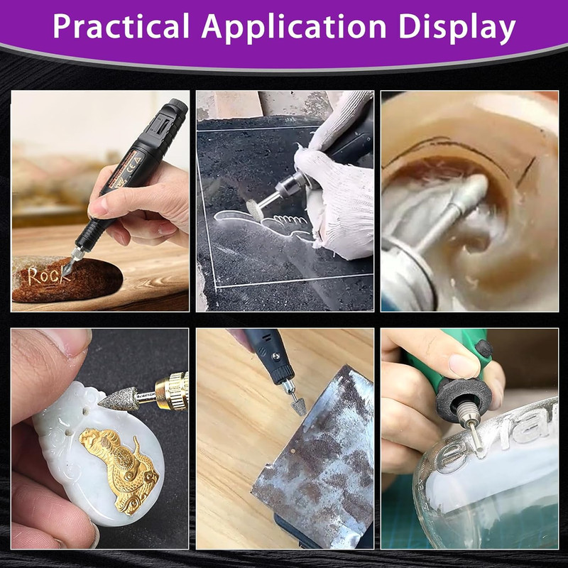 Diamond Grinding Bit Set for Dremel - 52Pcs Polishing Kit for Stone & Glass gallery