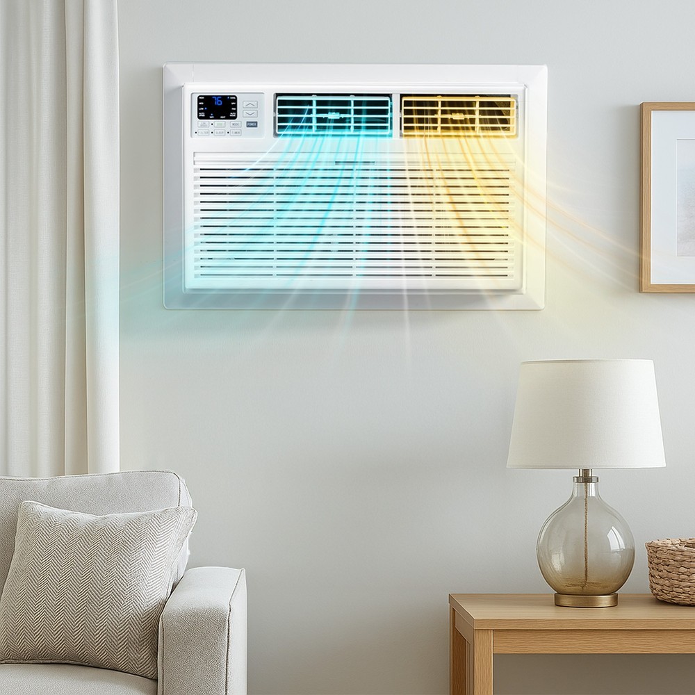 8000 BTU Through-the-Wall Air Conditioner Unit with Heat,Timer, Remote 115V/60Hz