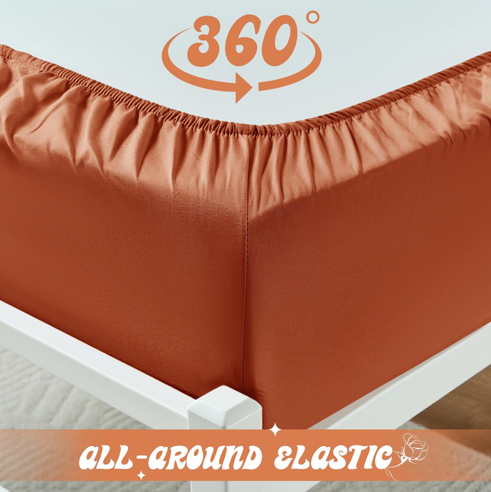 Cot Fitted Sheet, 31 x 75 Inch Burnt Orange Cot Sheets, Ultra Soft and Breath... gallery