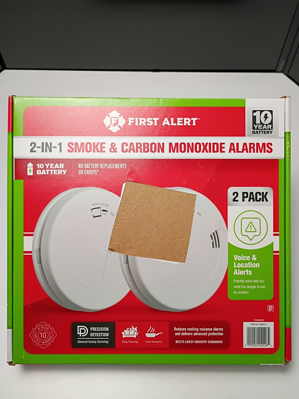 First Alert 2-in-1 Smoke & Carbon Monoxide Alarms with Voice Alerts - 2 Pack gallery