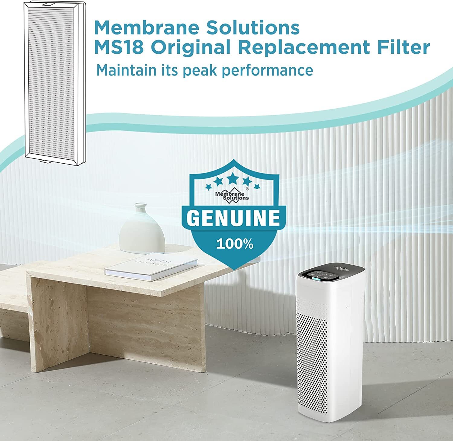 2 Pack H13 HEPA Air Purifier Filter Replacement For Membrane Solutions MS18 MS19 gallery