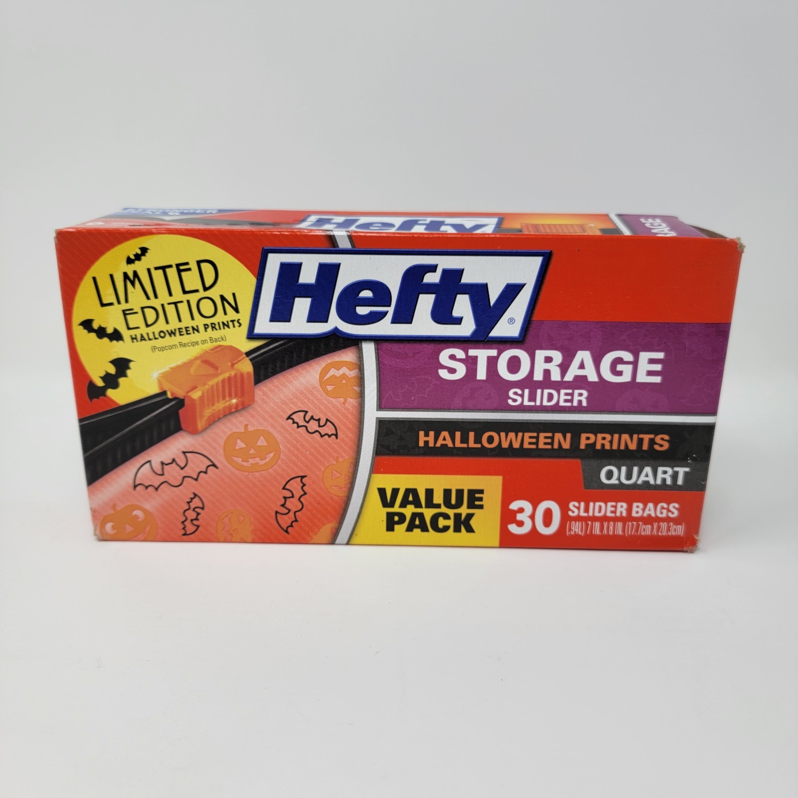 Hefty 2015 Halloween 30 Quart Storage Slider Bags Bats Pumpkins Limited Edition gallery