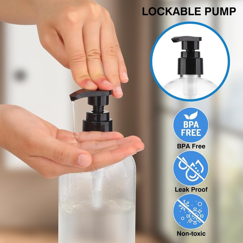 Empty Pump Bottles Dispenser 2 Pack 300ml/10.15oz. Clear Plastic Pump Bottle gallery