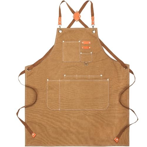 Canvas Cross Back Heavy Duty Work Tool Apron, Carpenter Apron, Woodworking Ap... gallery