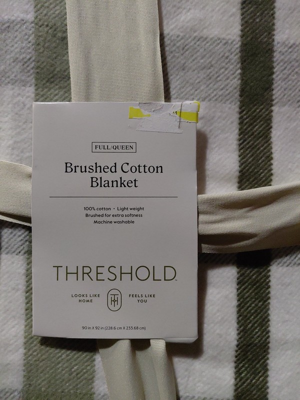 Threshold Full/Queen Brushed Cotton Blanket Green Plaid 100% Cotton gallery