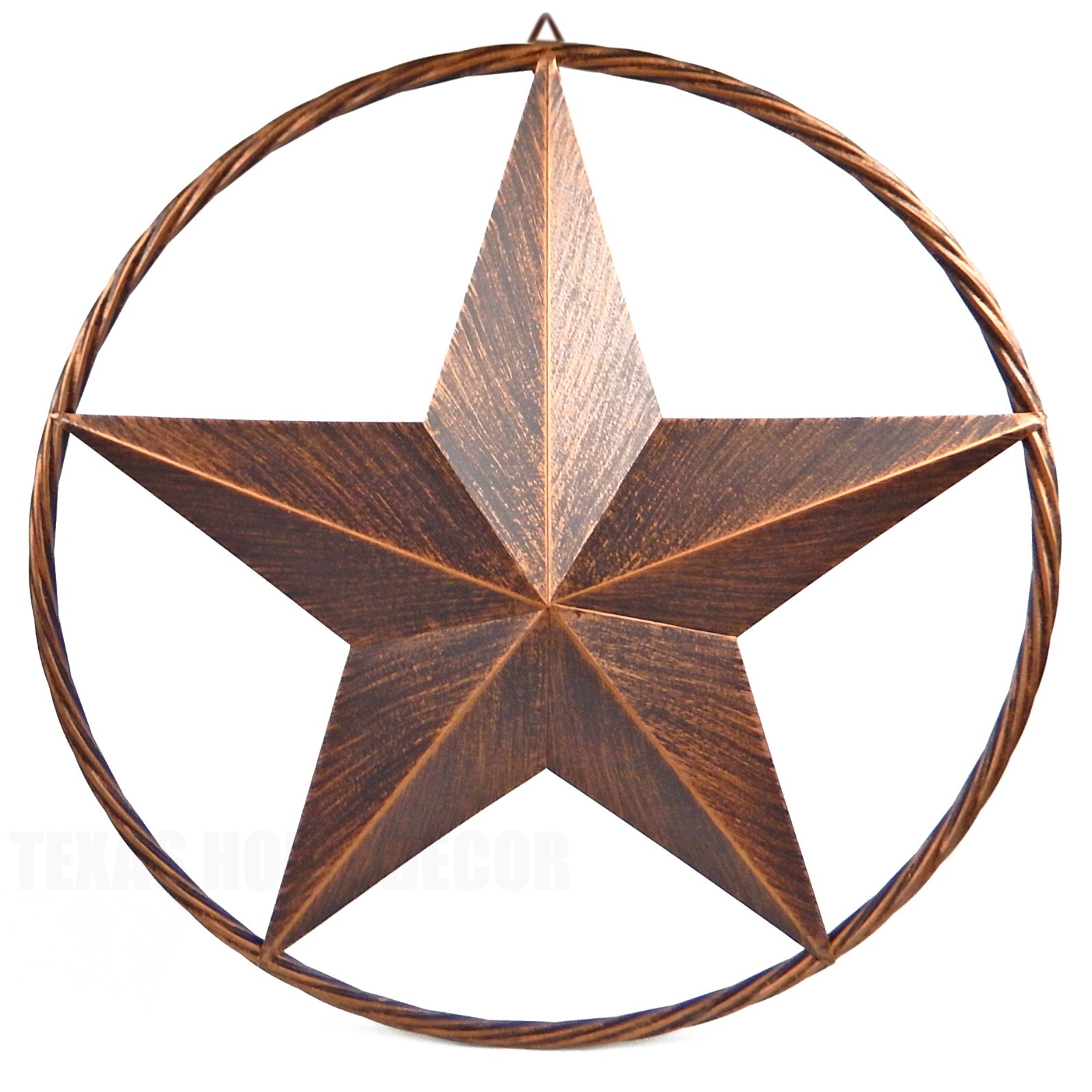 Metal Barn Star with Rope Ring Circle Large Texas Western Brushed Copper 17.5 in gallery