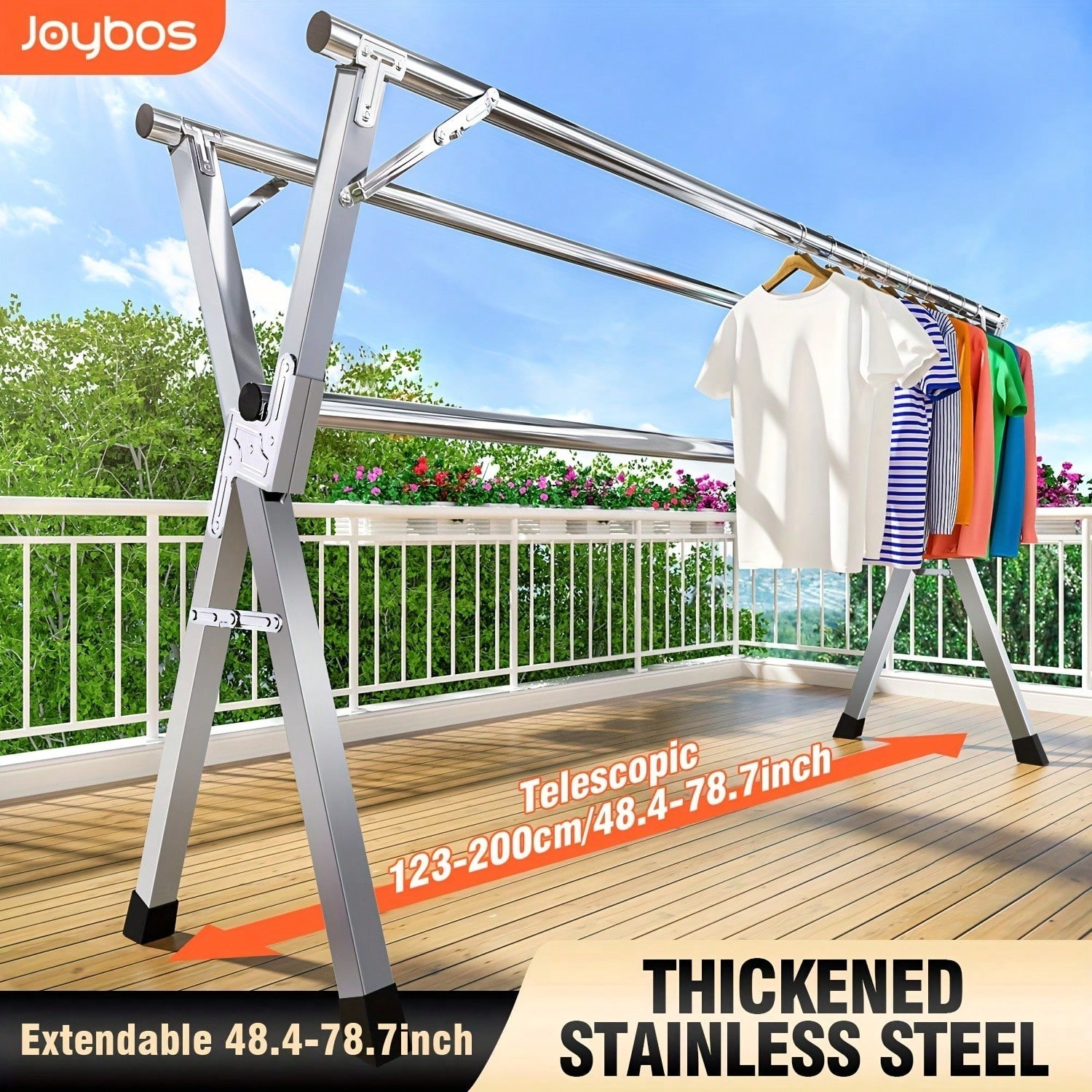 Joybos 78.7 Foldable Stainless Steel Clothes Drying Rack For Indoor Outdoor gallery