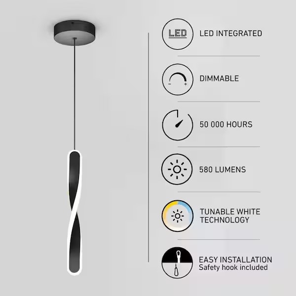 Artika Finley - Integrated LED Pendant Light Fixture - 580 Lumen 5 White Colors gallery