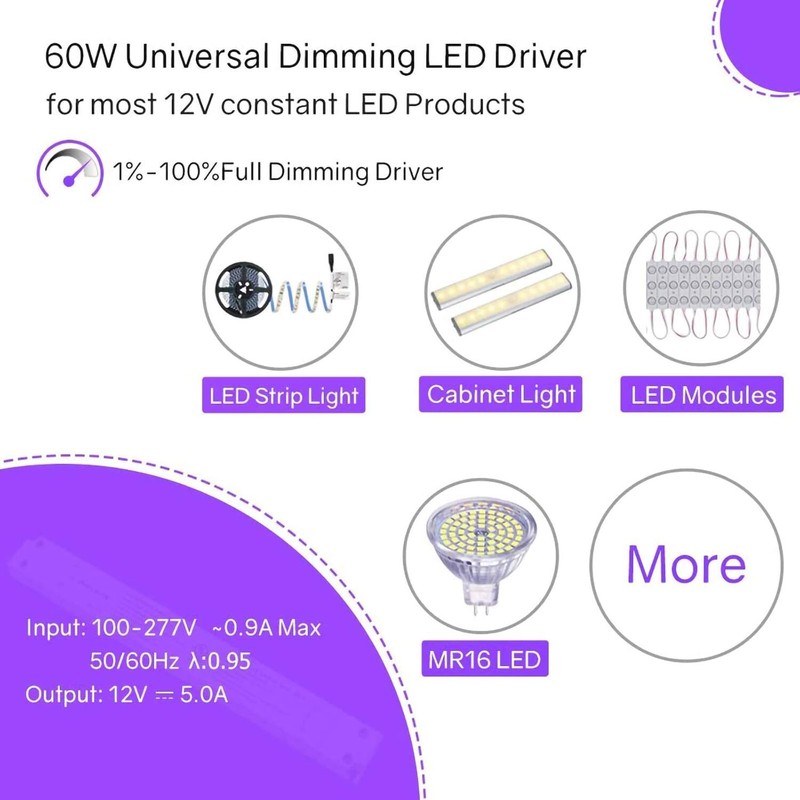 HitLights 100W Dimmable LED Driver Transformer, Power Supply 100-277V AC to 12V gallery