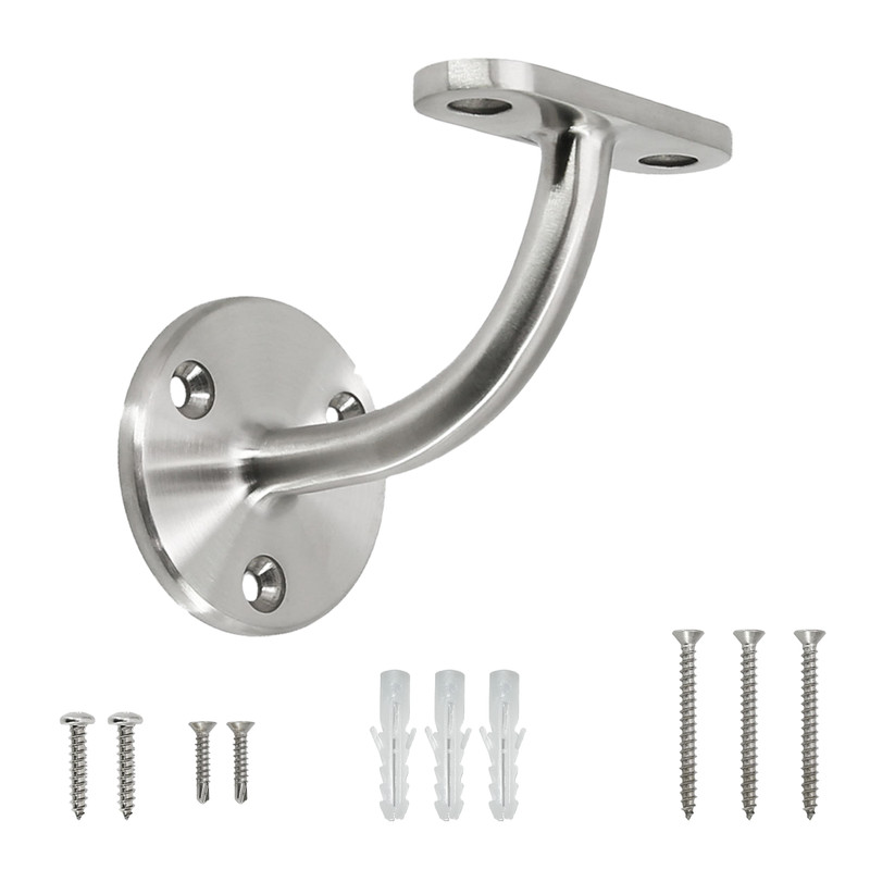 Wall Mount Handrail Bracket for Wood & Metal Stair Railing Fit 2" OD Square Tube gallery