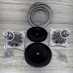 2 Complete Improved Spindles Pulleys/Blade Bolts, Mounting Hardware / Belt L13