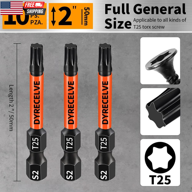 12-Pack Impact Security Torx Bit Set (T5-T40) 3-Inch Long, S2 Steel, Professiona gallery