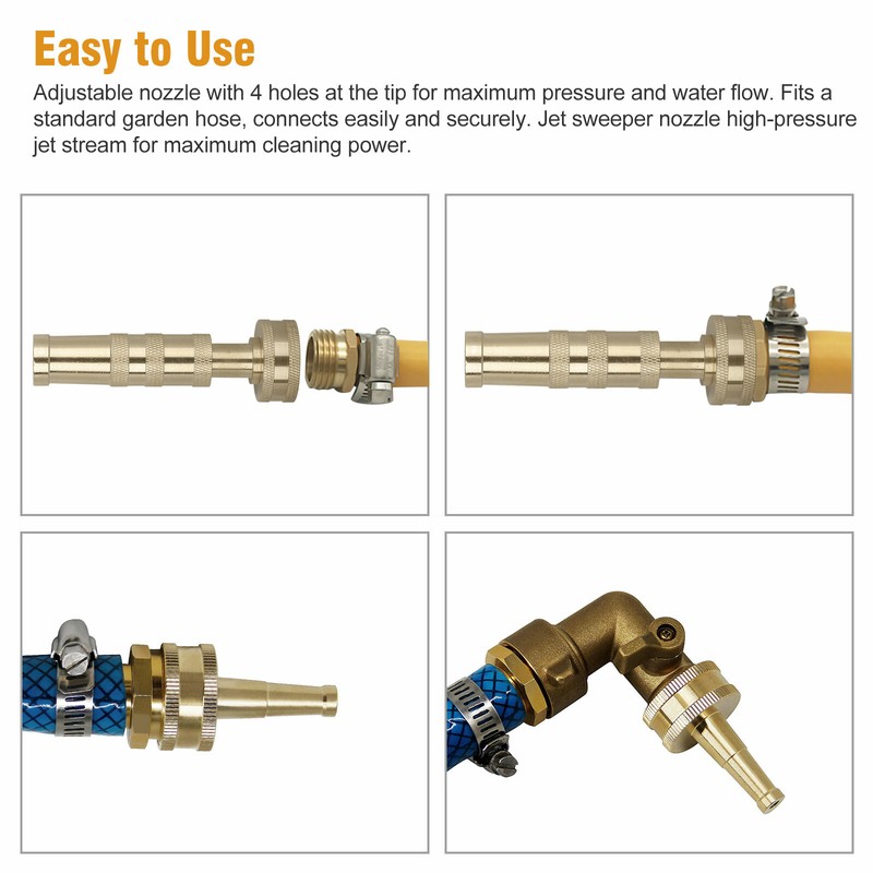 High Pressure Solid Brass Garden Nozzle Heavy Duty Adjustable Twist Water Hose gallery