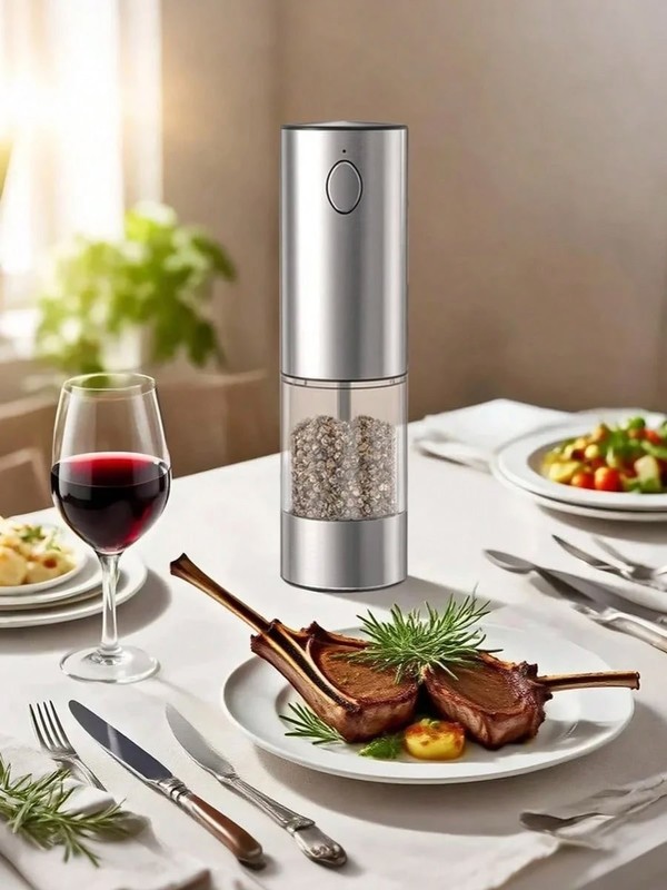 2Pcs Electric Salt Pepper Grinder Set USB Rechargeable LED Light gallery