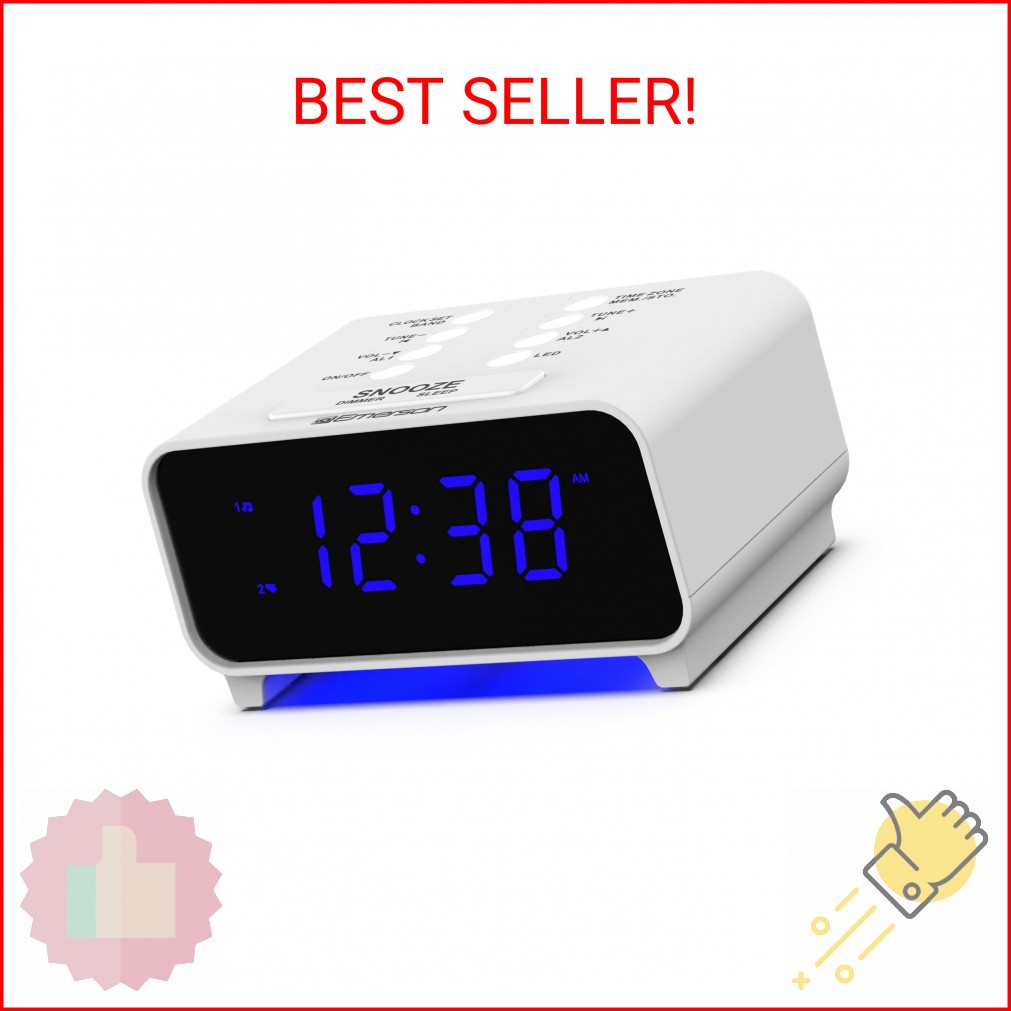 Emerson CKS1500 SmartSet Dual Alarm Clock Radio with AM/FM, 0.9” Blue LED Displa gallery