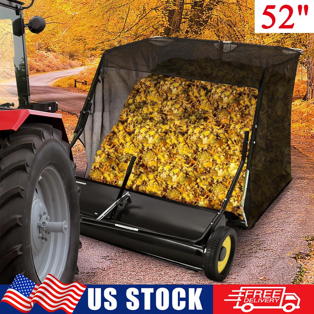 52'' Tow Behind Lawn Sweeper Pull Behind Lawn Sweeper w/ 27 Cu.Ft Leaf Collector gallery