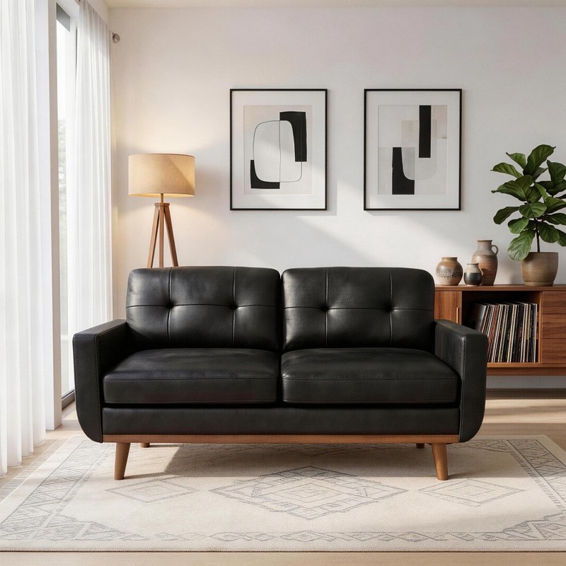 Polyester Fabric 2 Seater Sofa Couch Modern 65" Loveseat Couch for Living Room gallery
