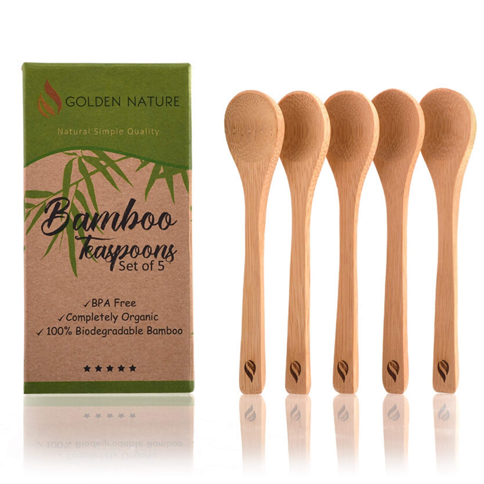 Bamboo Spoon Set 5 Pc Small Kitchen Teaspoons Tiny Wooden Spoons Perfect for gallery
