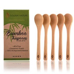Bamboo Spoon Set 5 Pc Small Kitchen Teaspoons Tiny Wooden Spoons Perfect for