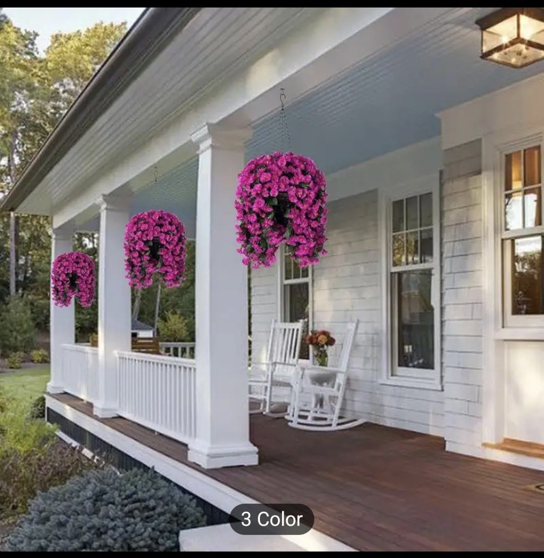 UV resistant Artificial Hanging Flower With Basket gallery