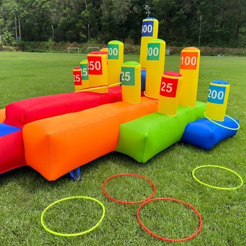 Inflatable Ring Toss Throwing Game w/Blower & 20 Rings – Interactive Hoopla Game gallery