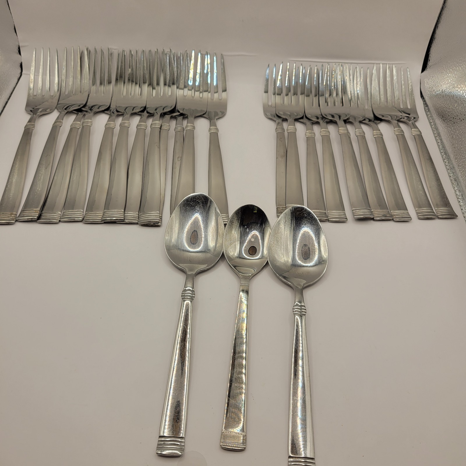 International Silver 18/10 24 stainless 12 Dinner Forks 9 Salad Forks 3 Spoons gallery