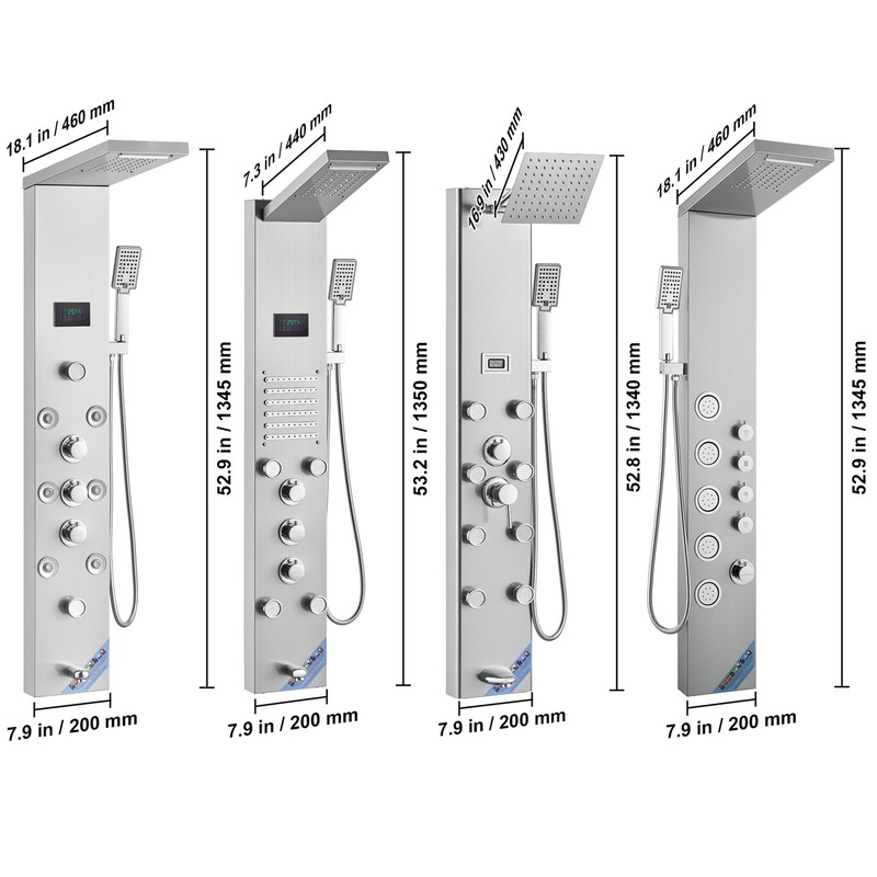 VEVOR Shower Panel Tower Massage System Rain&Waterfall Body Jets Stainless Steel gallery