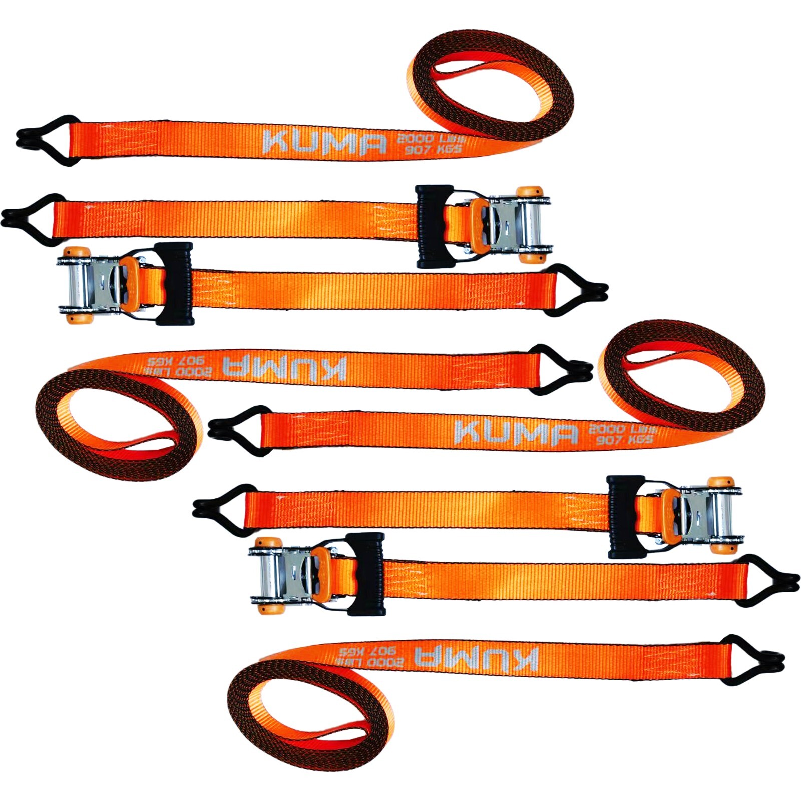 1.5" x 15' Heavy Duty Reflective Ratchet Tie Down Break Strength 6,000 LBS, 4PK gallery