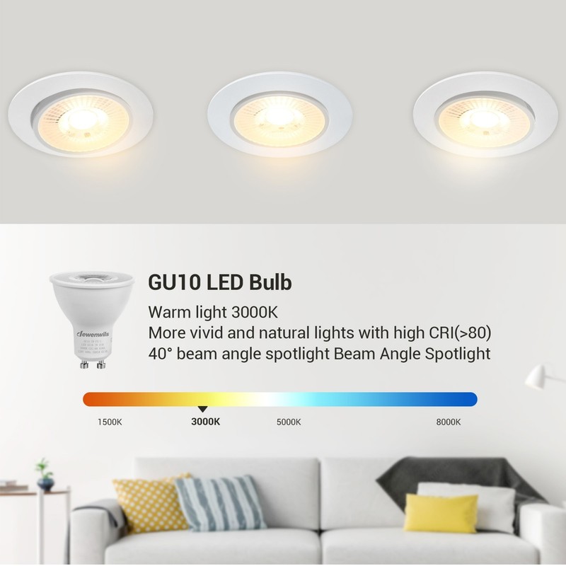 DEWENWILS 10-Pack GU10 LED Dimmable Bulb Warm White Track Light Bulb 3000K gallery