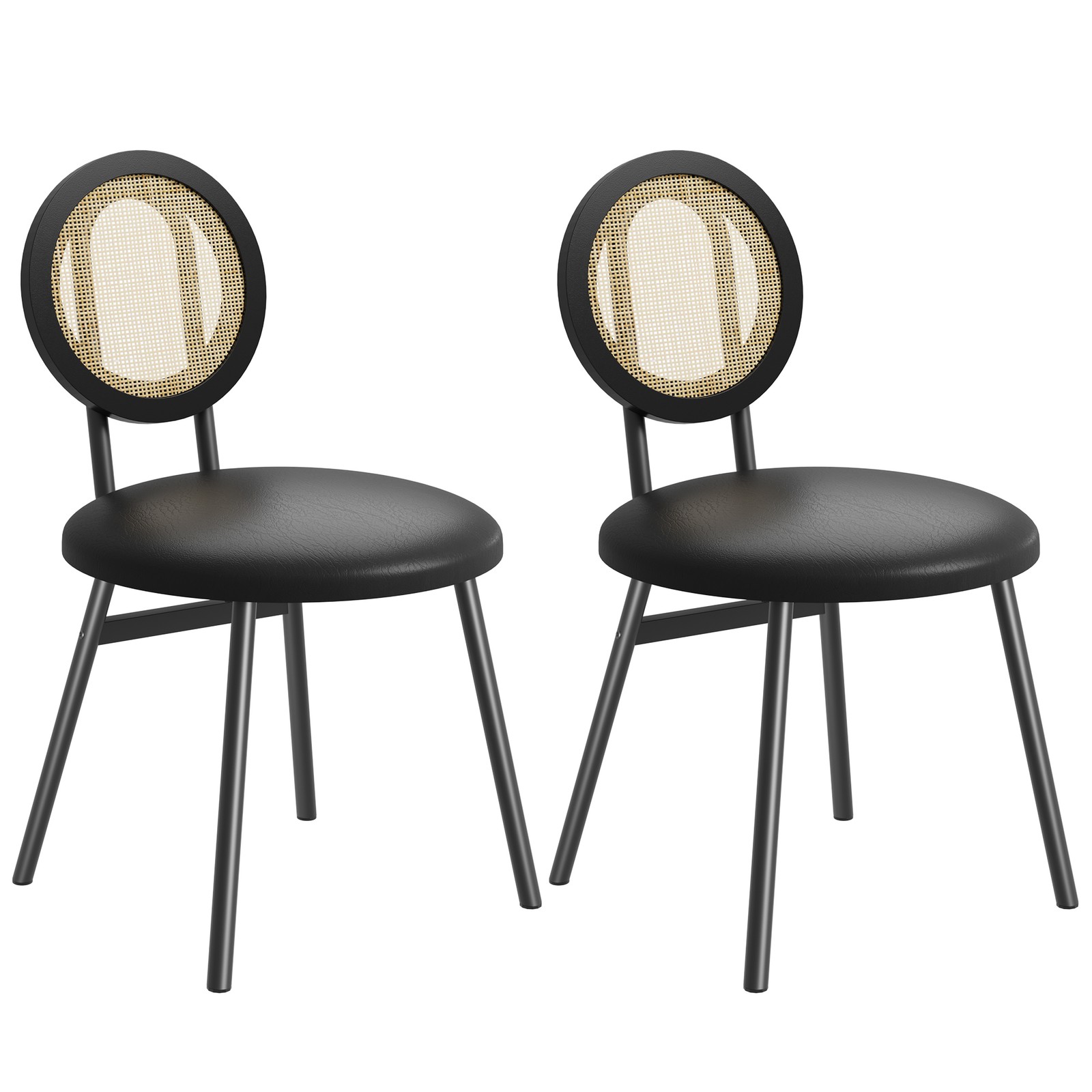 2/4 pcs Dining Chairs Upholstered Rattan Kitchen Dining Room Chairs Metal Leg gallery