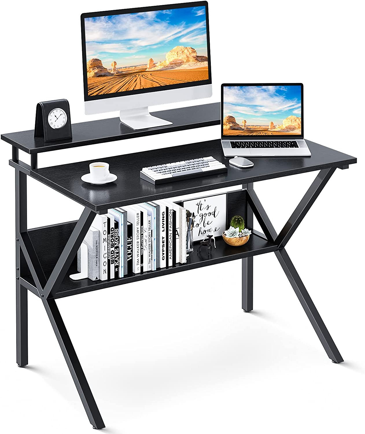 Small Computer Desk 27.5 Inch Home Office Study Writing Table with Monitor Stora gallery