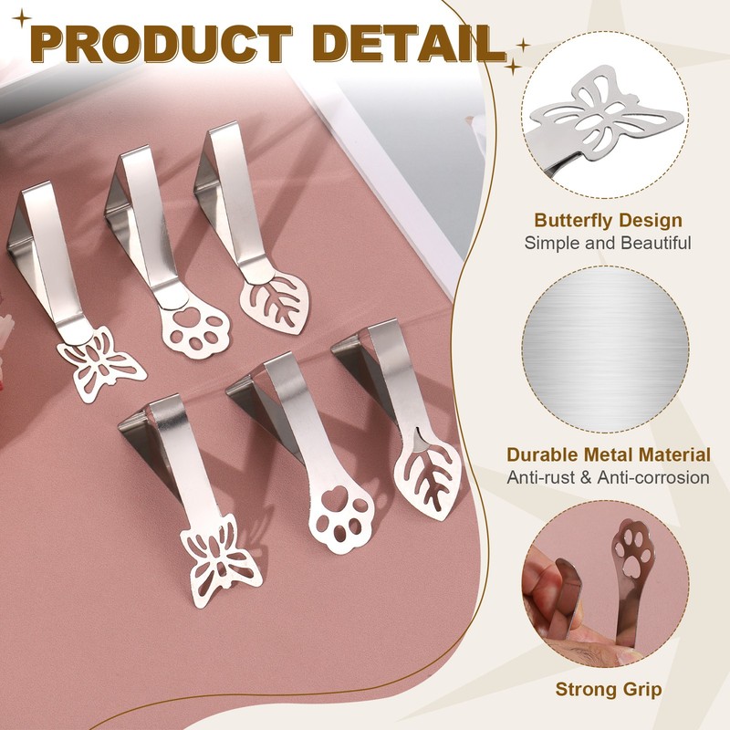 12 Pack Tablecloth Clips, 2.95"x1.77" Butterfly Shape Holder Clips, Silver gallery