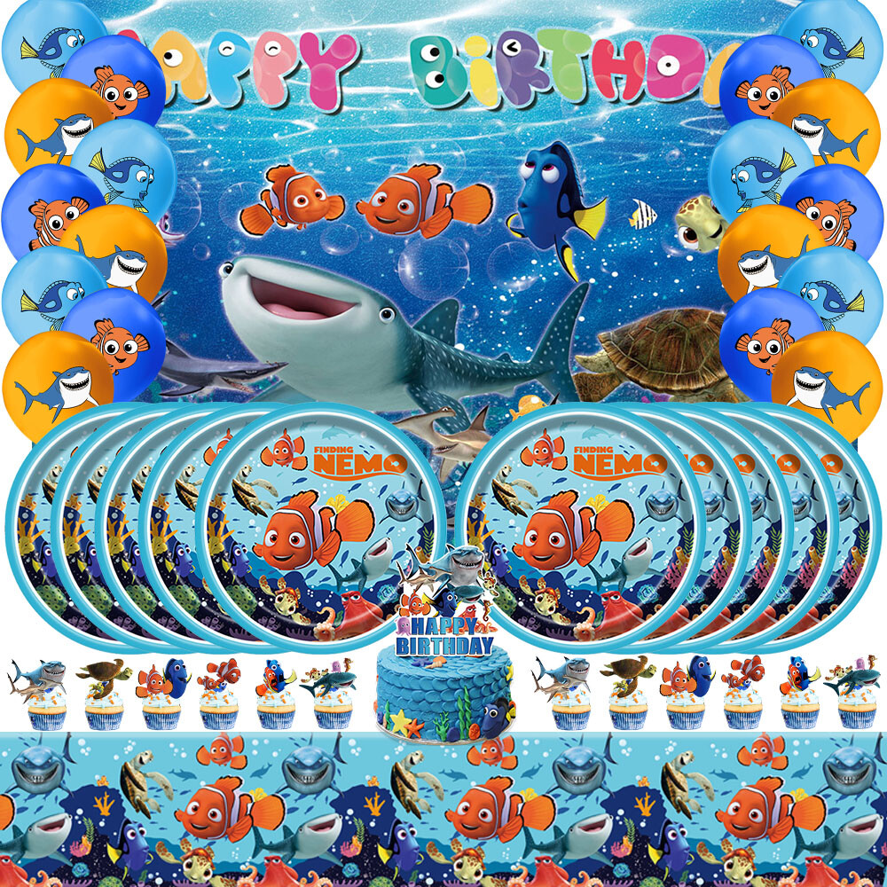 Finding Nemo Party Supplies Set Plates Balloons Banner Cake Topper Birthday Gift gallery