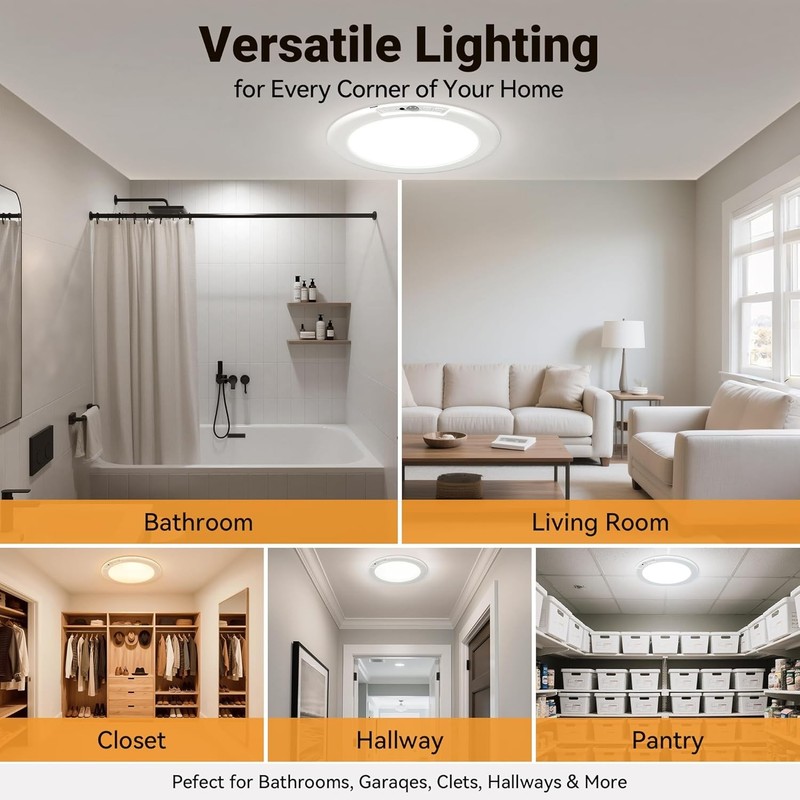 4 Pack Rechargeable Motion Sensor Ceiling Light 8000mAh Wireless Closet Light gallery