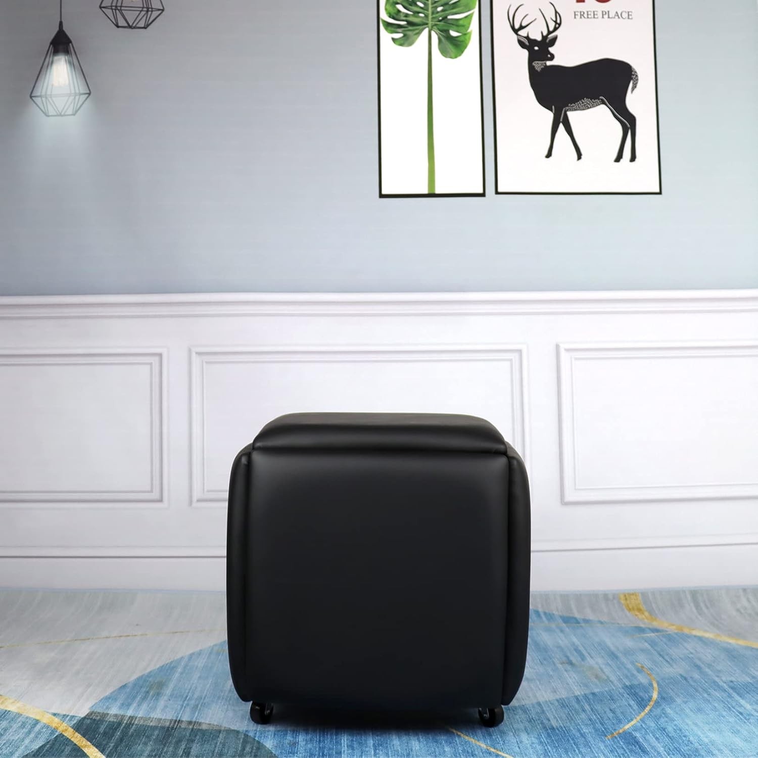 5 in 1 Nesting Ottoman Cube Chair, Stackable Stools, Leather Square Ottoman Benc gallery
