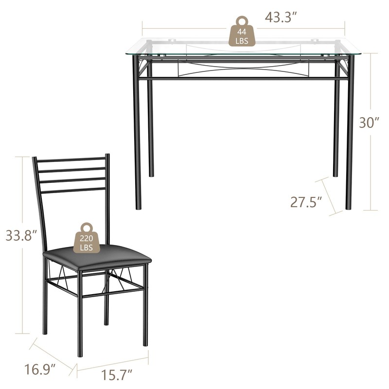 Costway 5PC Home Kitchen Dining Set Tempered Glass Top 4 Chairs Modern Design gallery