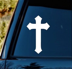 Cross Crucifix Decal for Window Wall Laptop Church Religion Faith God Believer