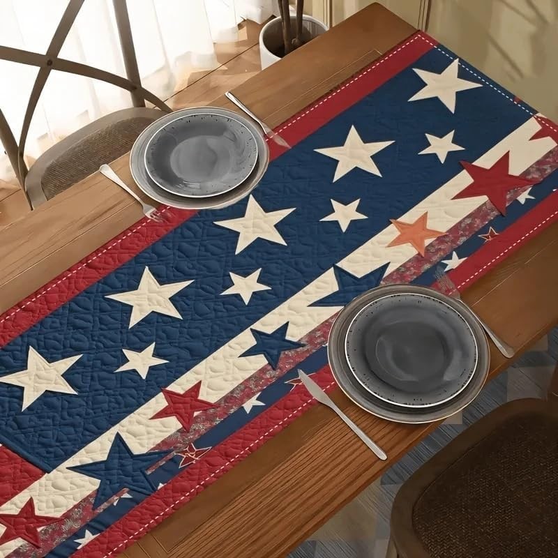 Patriotic American Flag Table Runner Stars Stripes 4th July Decor 13x72/13x90 in gallery